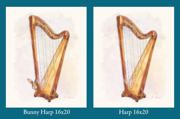 Carousel Bunny Harp Illustration